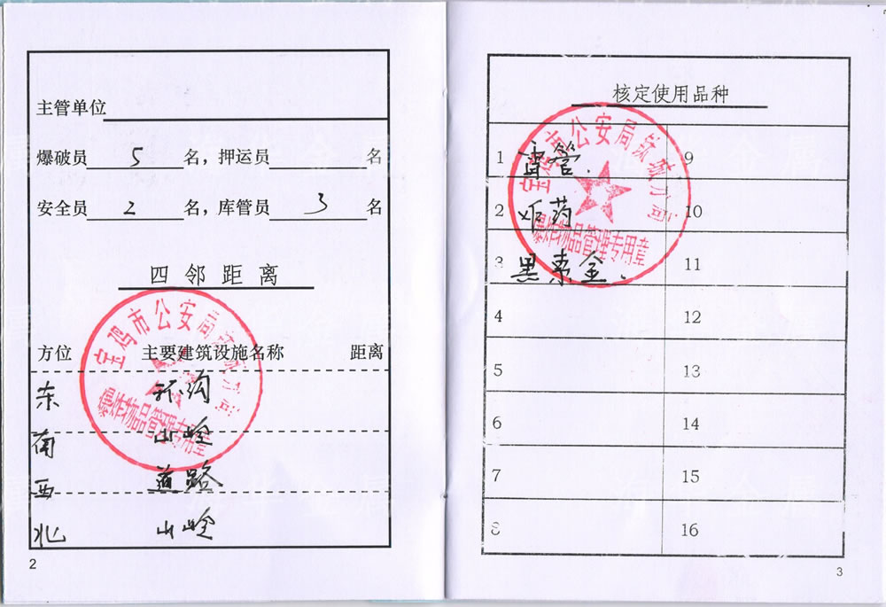 危爆物品使用许可证